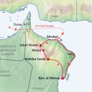 Oman Rundreise mit Reiseleiter, Wanderungen durch Wadis, Strände, Kamelwanderung & Wüstencamp